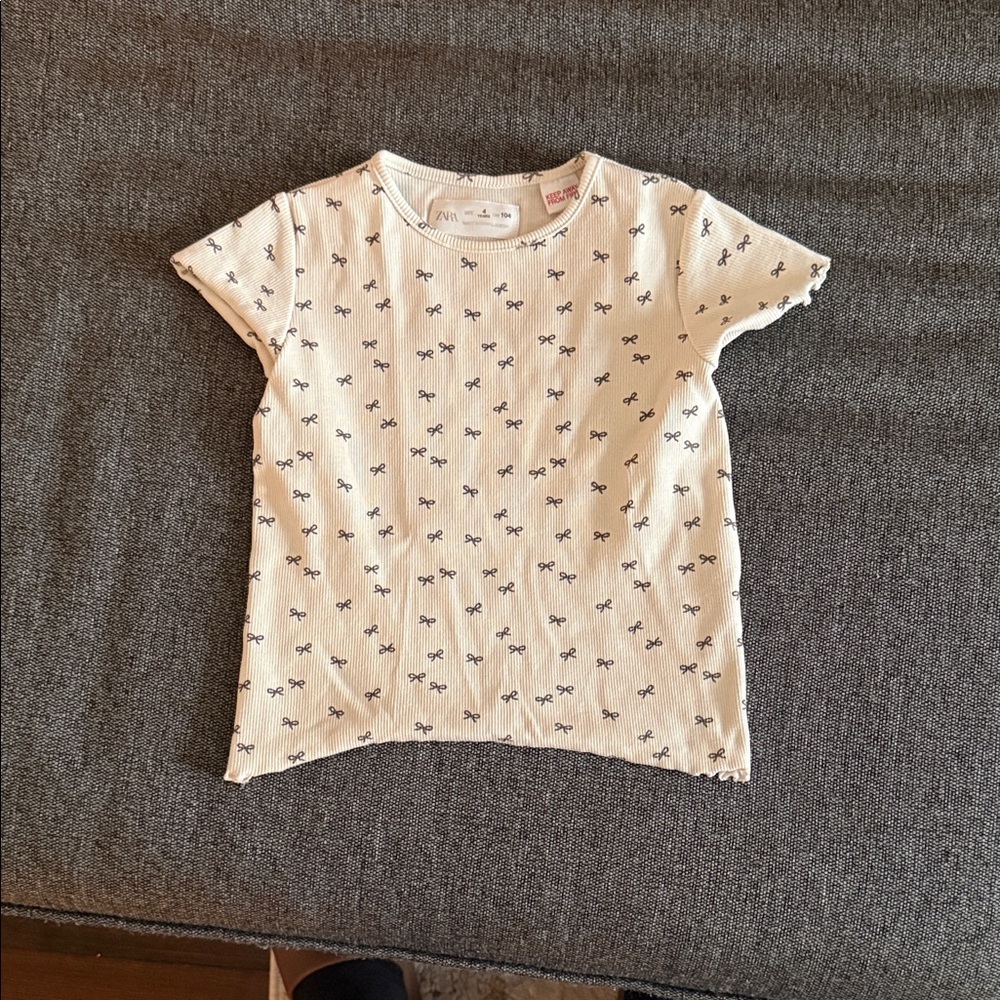 Zara Kids White Tee with Bow Print